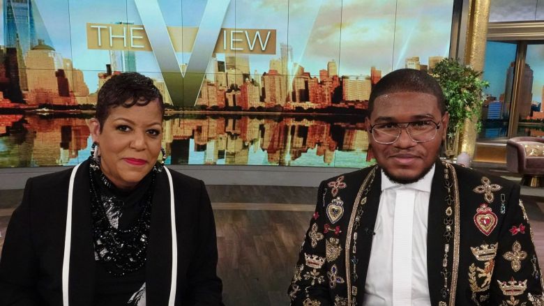 Eric and Linda Carpenter-Grantham seated together on the set of The View.